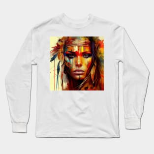 Powerful American Native Woman #6 Long Sleeve T-Shirt